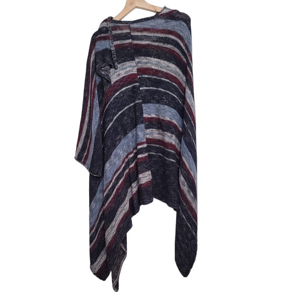Free People Size Small Oversized Striped Linen Blend Poncho Sweater Cardigan - Picture 8 of 10